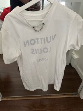 Louis Vuitton White Tee with Subtle Gray Logo